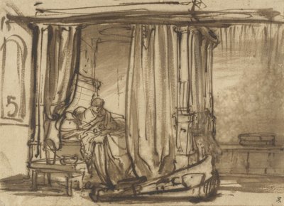 Bedroom with Saskia in Bed by Rembrandt van Rijn